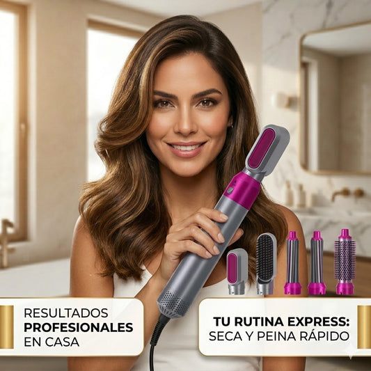 Cepillo Multiestilizador  5 en 1 - Seca, Alisa y Riza - Obtén un acabado de salón
